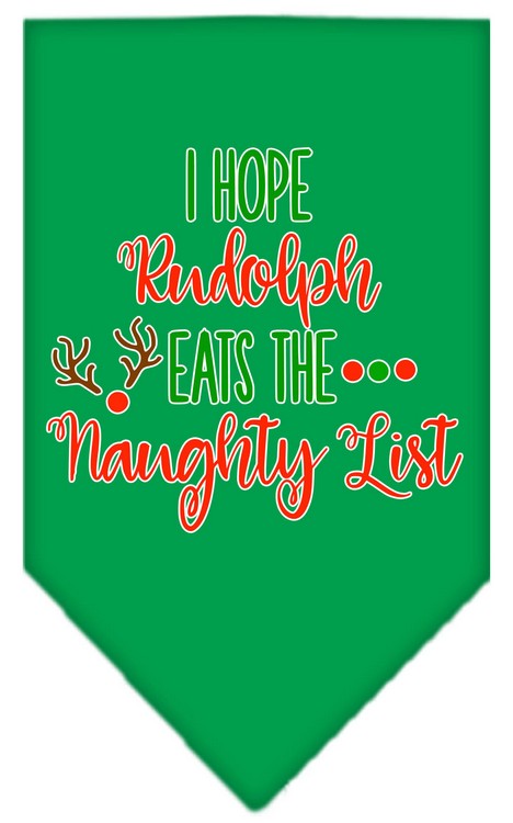 Hope Rudolph Eats Naughty List Screen Print Bandana Emerald Green Large